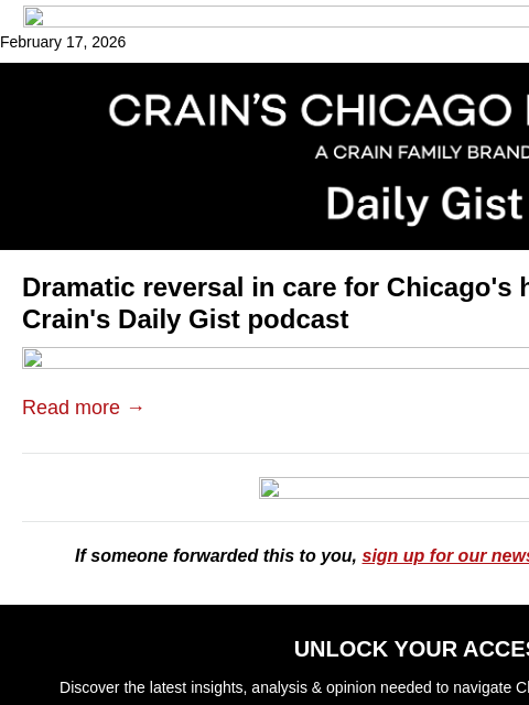 crainalerts newsletter: Dramatic reversal in care for Chicago's homeless p...