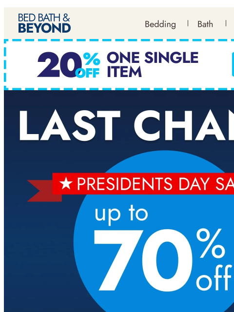 bedbathandbeyond newsletter: Presidents Day Sale extended!