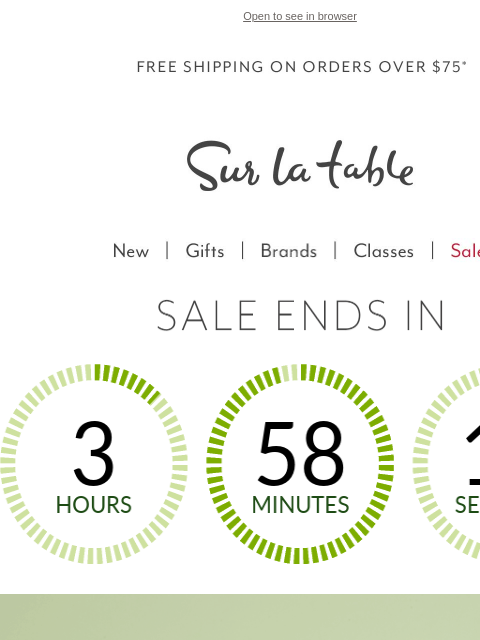 surlatable newsletter: Final Hours: Last chance to take 20% off.*