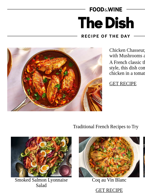 foodandwine newsletter: Chicken Chasseur