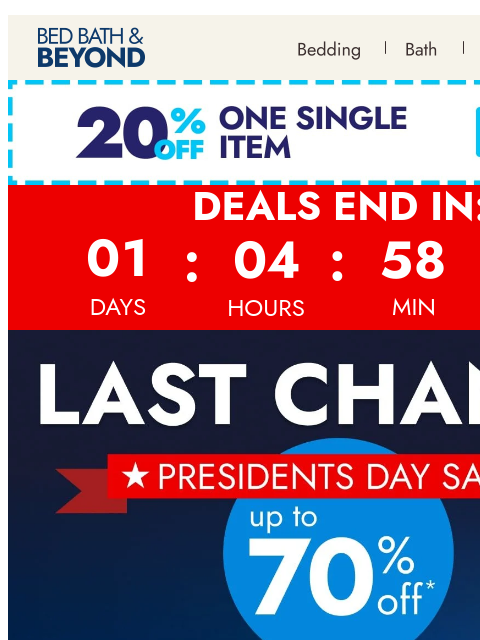 bedbathandbeyond newsletter: Still time to save up to 70% off