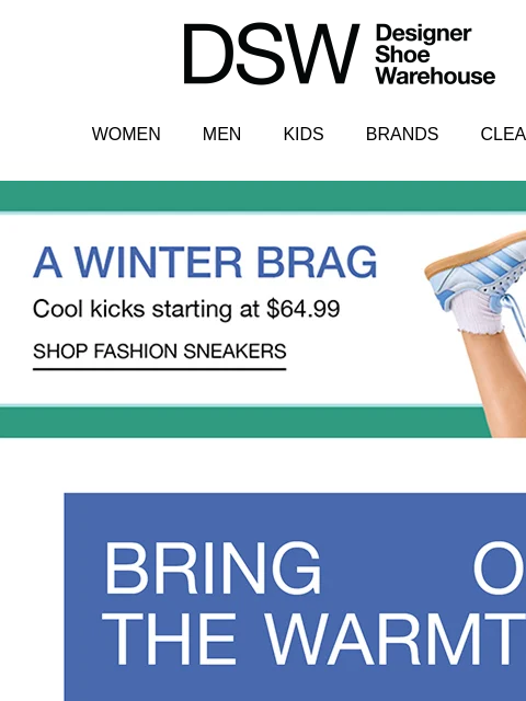 dsw newsletter: *NEW* sneakers starting at $64.99