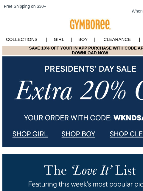 gymboree newsletter: EXTRA 20% Off Your Order ENDS Tonight ⏰+ Earn Plac...