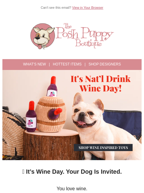 poshpuppyboutique newsletter: Pour One Out for Your Pup 🍷🐾