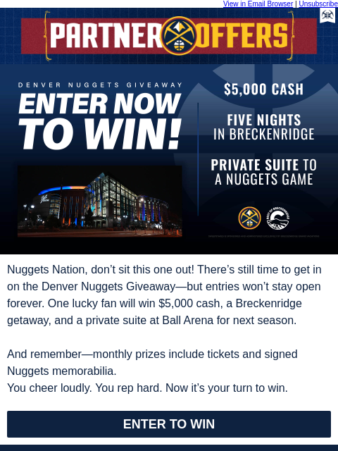 thedenvernuggets newsletter: Your shot at $5K + a luxury getaway