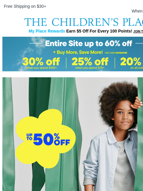 childrensplace newsletter: Up to 50% OFF Easter-ready looks are here!🌷🩵