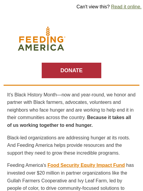 feedingamerica newsletter: Black History Month: Together, we are ending hunge...