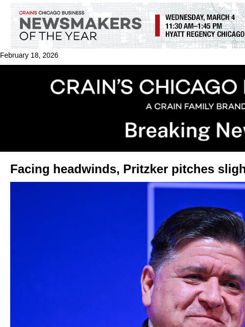 crainalerts newsletter: Pritzker pitches budget that aims to withstand fis...