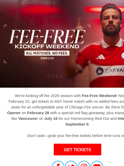 chicagofirefc newsletter: 🚨 Fee-Free Weekend Starts Now