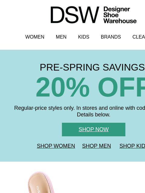 dsw newsletter: So many invites. 20% off so many shoes.