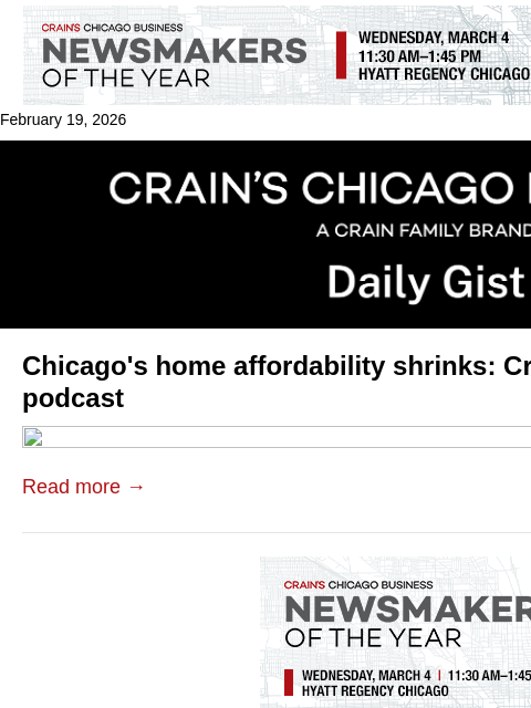 crainalerts newsletter: Chicago's home affordability shrinks: Crain's Dail...