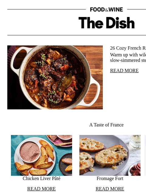 foodandwine newsletter: 26 Cozy French Recipes for Winter Nights