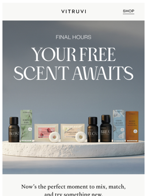 vitruvi newsletter: Final Hours: Buy 2 Scents, Get 1 Free 💫