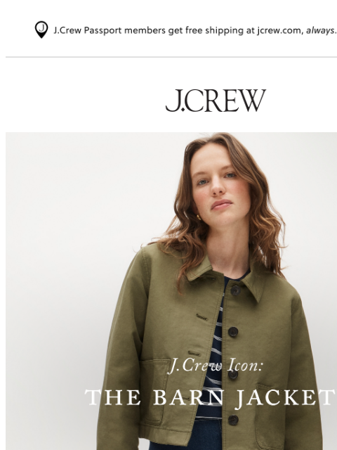 jcrew newsletter: The iconic Barn Jacket is back
