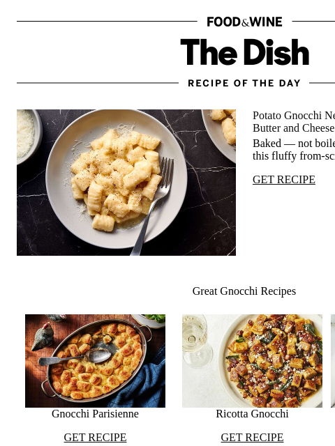 foodandwine newsletter: Potato Gnocchi