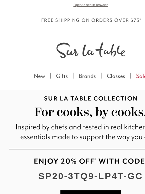 surlatable newsletter: Take 20% off essentials you'll only find here.