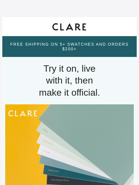 clare newsletter: Commitment issues? Start with a swatch 💌