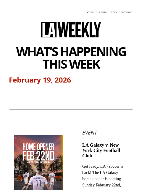 laweekly newsletter: What's Happening in LA This Week + Chatting with M...