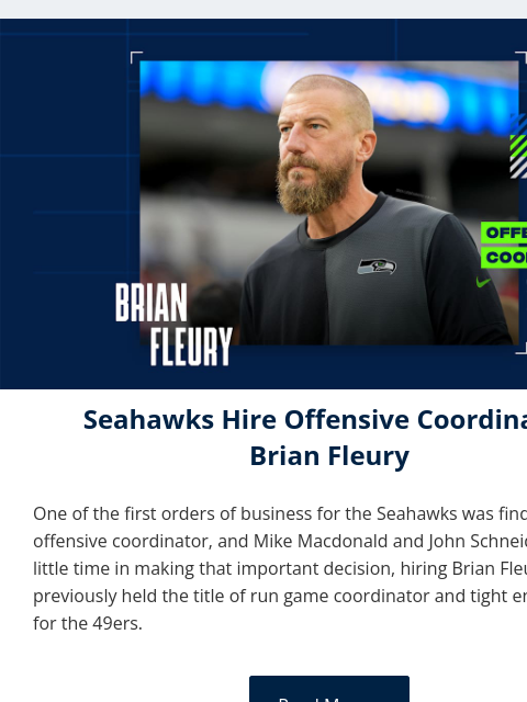 seahawksemail newsletter: Introducing Brian Fleury as our new Offensive Coor...