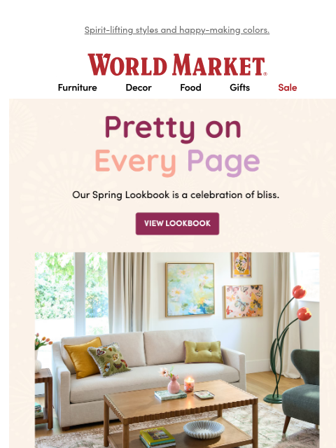 emailworldmarket newsletter: IT’S HERE! Our 2026 Spring Lookbook. ✨🌷✨