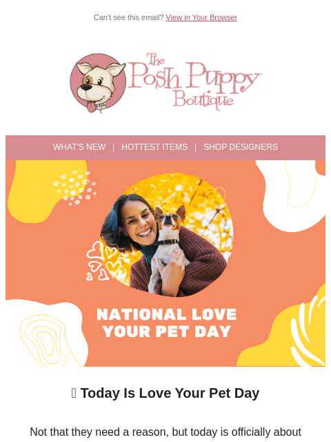 poshpuppyboutique newsletter: Love Your Pet Day 💕🐾
