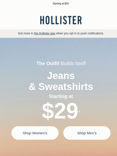 hollisterco newsletter: ‼️ Jeans & sweatshirts on sale ‼️