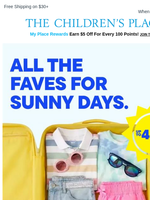 childrensplace newsletter: Ready, Set, Pack for Spring Break! 🧳😎
