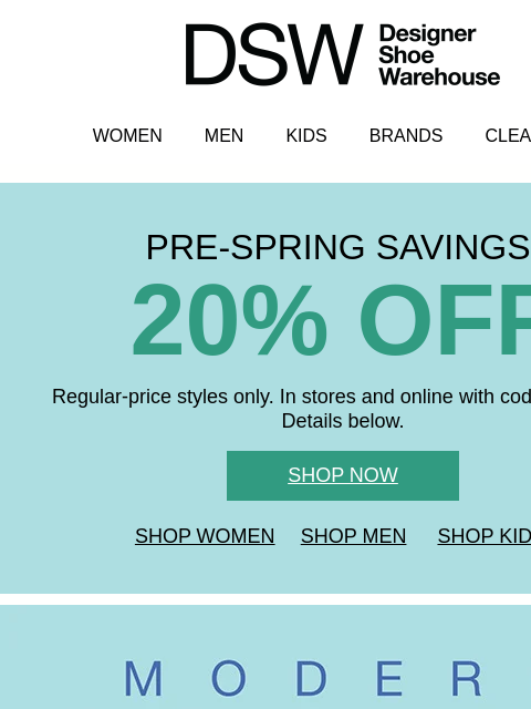 dsw newsletter: 20% off new Western styles 🤠