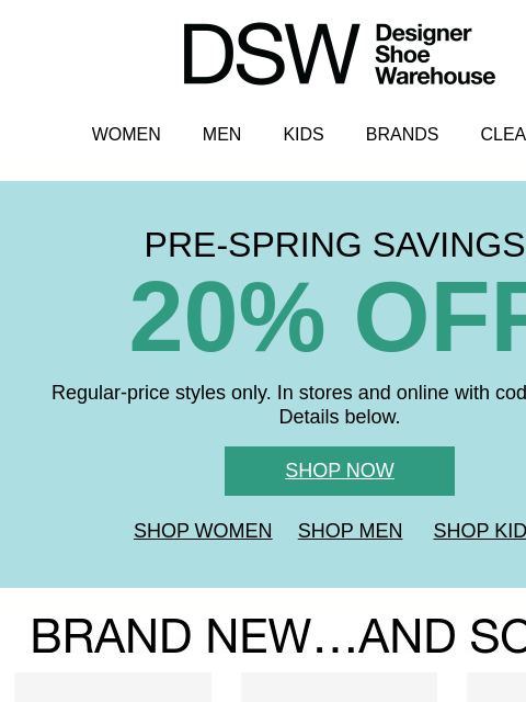 dsw newsletter: Here's 20% off!