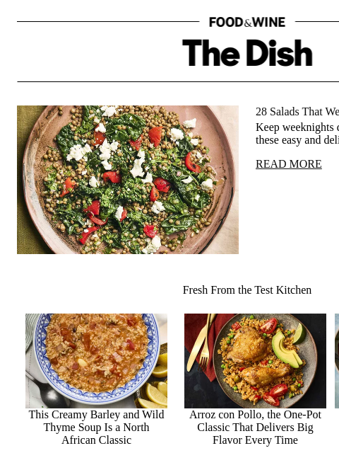 foodandwine newsletter: 28 Salads That We'd Be Happy to Eat for Dinner