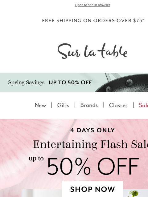 surlatable newsletter: Spring into savings: Up to 50% off Entertaining.