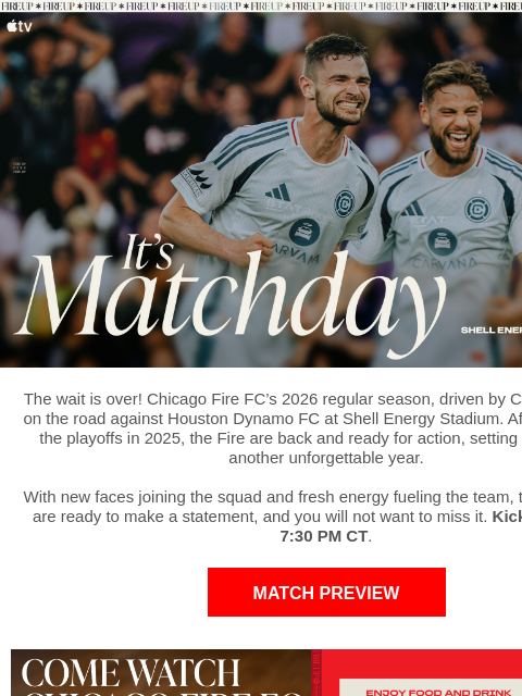 chicagofirefc newsletter: TONIGHT: Chicago Fire vs Houston Dynamo FC