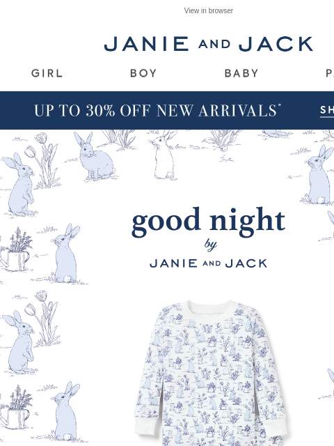 janieandjack newsletter: New organic cotton PJs for a good night...