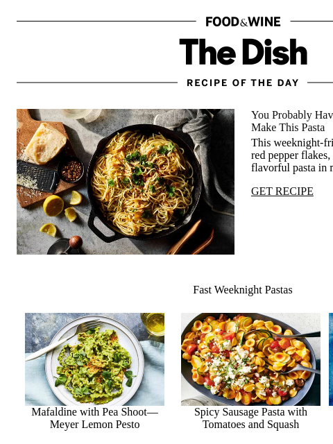 foodandwine newsletter: Pasta Aglio e Olio