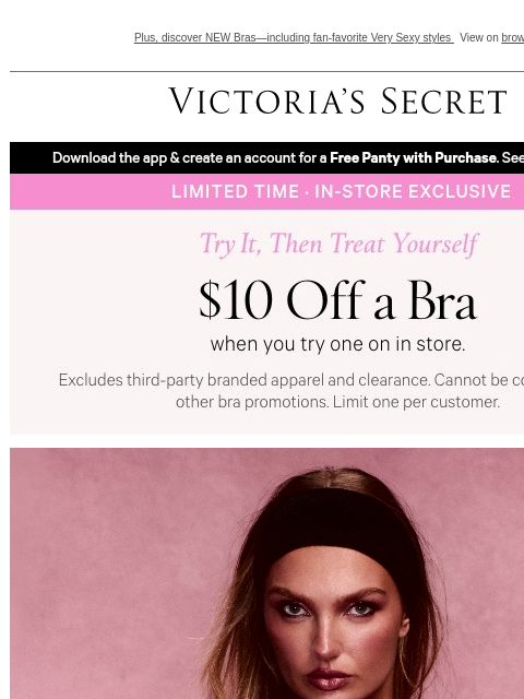 victoriassecret newsletter: Want $10 Off a Bra? Head to Your Local VS