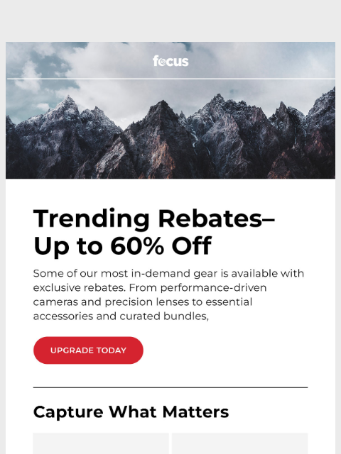 focuscamera newsletter: Trending rebates 🚨 Save up to 60%