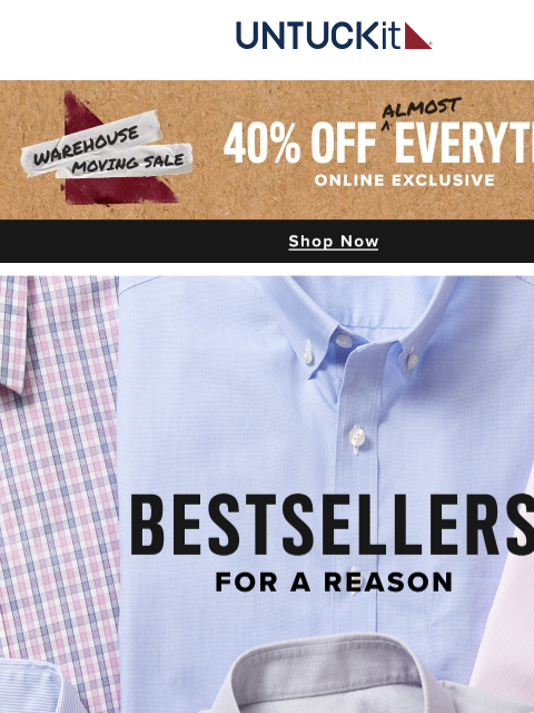 untuckit newsletter: 40% Off Wrinkle-Free For The Win! 🏁