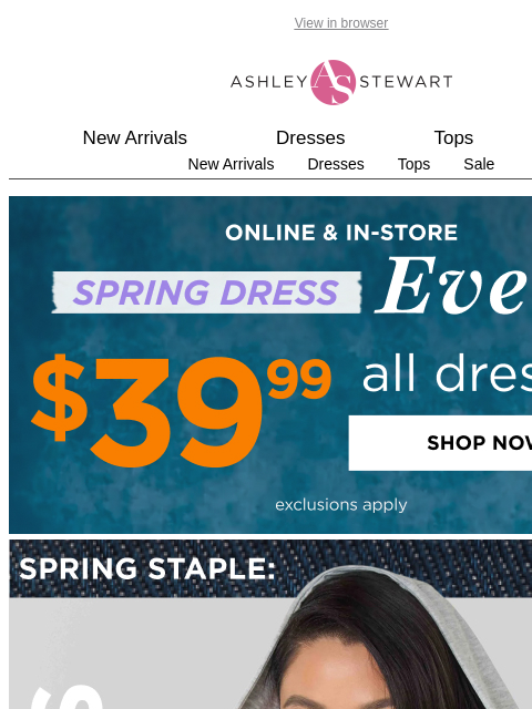 ashleystewart newsletter: HOT TAKE 🔥 The denim dress is going to be spring’...