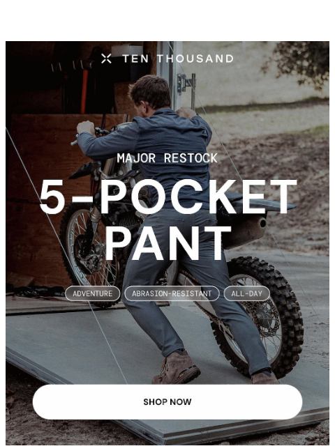 tenthousand newsletter: Just Restocked: 5-Pocket Pant