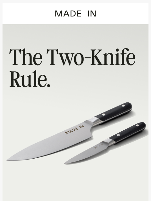 madeincookware newsletter: The Two-Knife Rule.