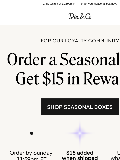 dia newsletter: Last Chance for Your $15 Loyalty Bonus