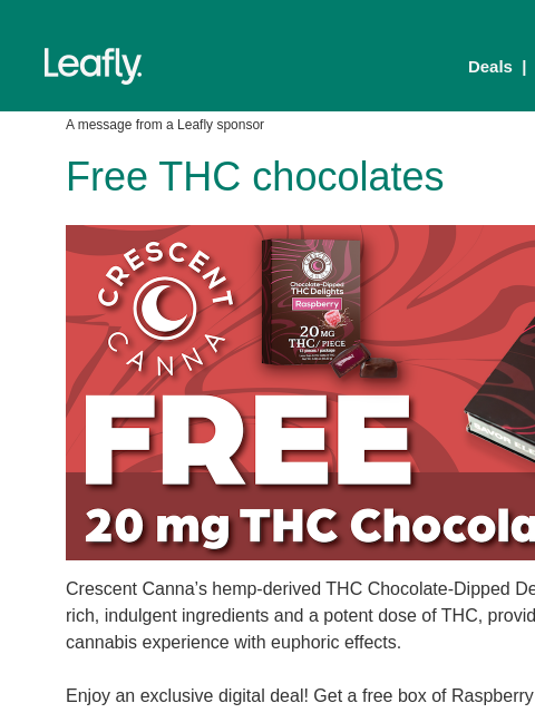 leafly newsletter: A chocolatey gift from Crescent Canna 😋