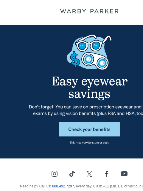 warbyparker newsletter: We take vision insurance :-)