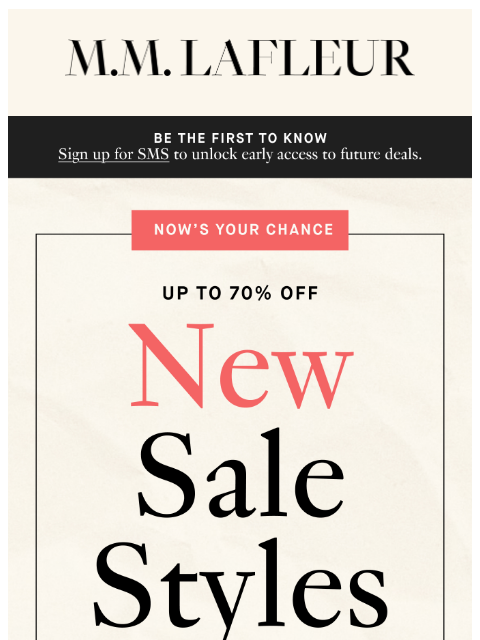 mmlafleur newsletter: NEW TO SALE: Save Up to 70%