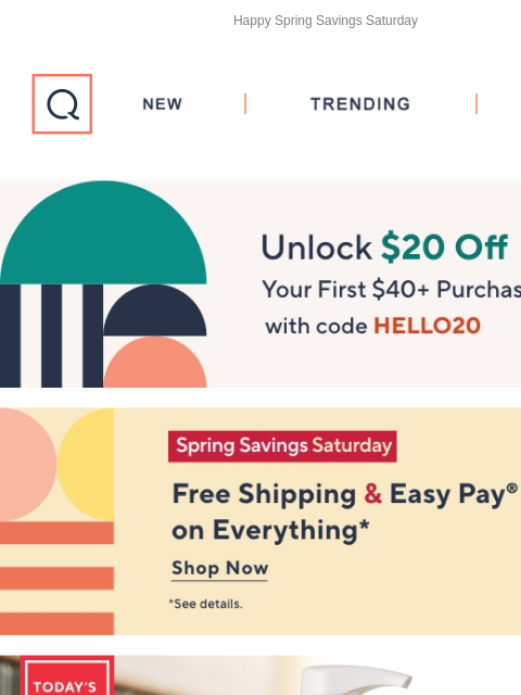 Happy Spring Savings Saturday QVC New TRENDING DEALS Unlock $20 off Your First Purchase Free Ship & 5 Easy Pays Josie Maran TSV Header IT Cosmetics Confidence in a Cream AntiAging Moisturizing