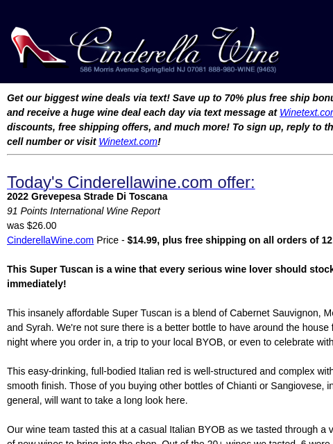 winelibrary newsletter: 2022 Grevepesa Strade Di Toscana (91 IWR) Free Shi...