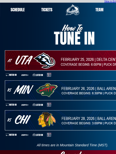 thecoloradoavalanche newsletter: Tune In as the Avalanche Take on the Mammoth, Wild...