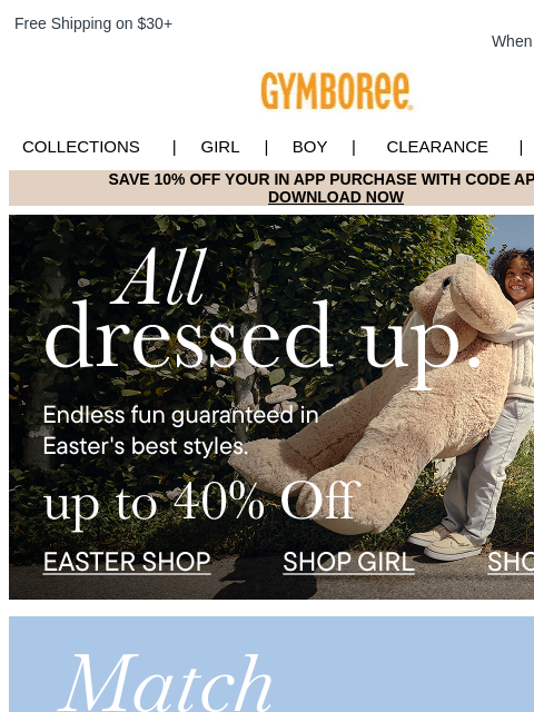 gymboree newsletter: Make Easter Iconic with Matching Sibling Looks 🐰