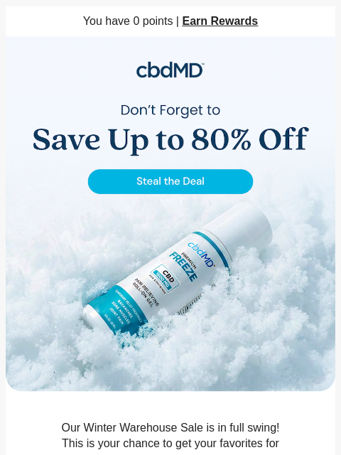 cbdmd newsletter: Don't Miss Up to 80% Off Your Favorites