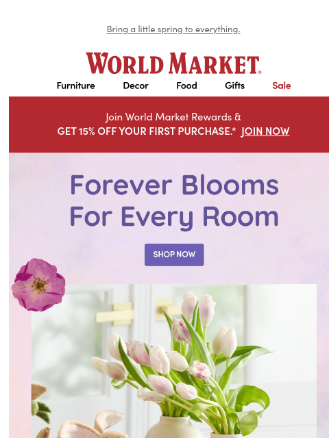 emailworldmarket newsletter: 🌷🌷🌷 Fresh, fanciful florals for rooms in bloom.